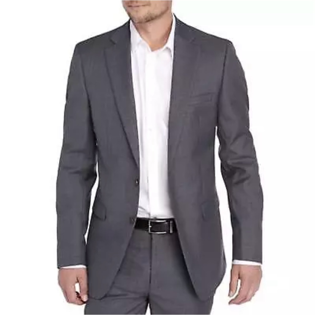 Calvin Klein Stretch Blazer Maurice Charcoal Gray Wool Size 40 Regular Nwt